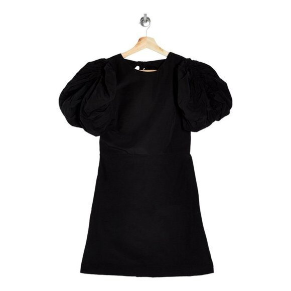 TOPSHOP Puff Short Sleeved Round Necked Black Mini Dress Size 6 - Picture 9 of 9